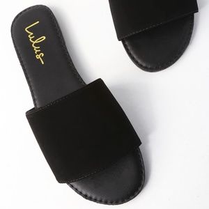 Addison Black Nubuck Slide Sandals - 8.5